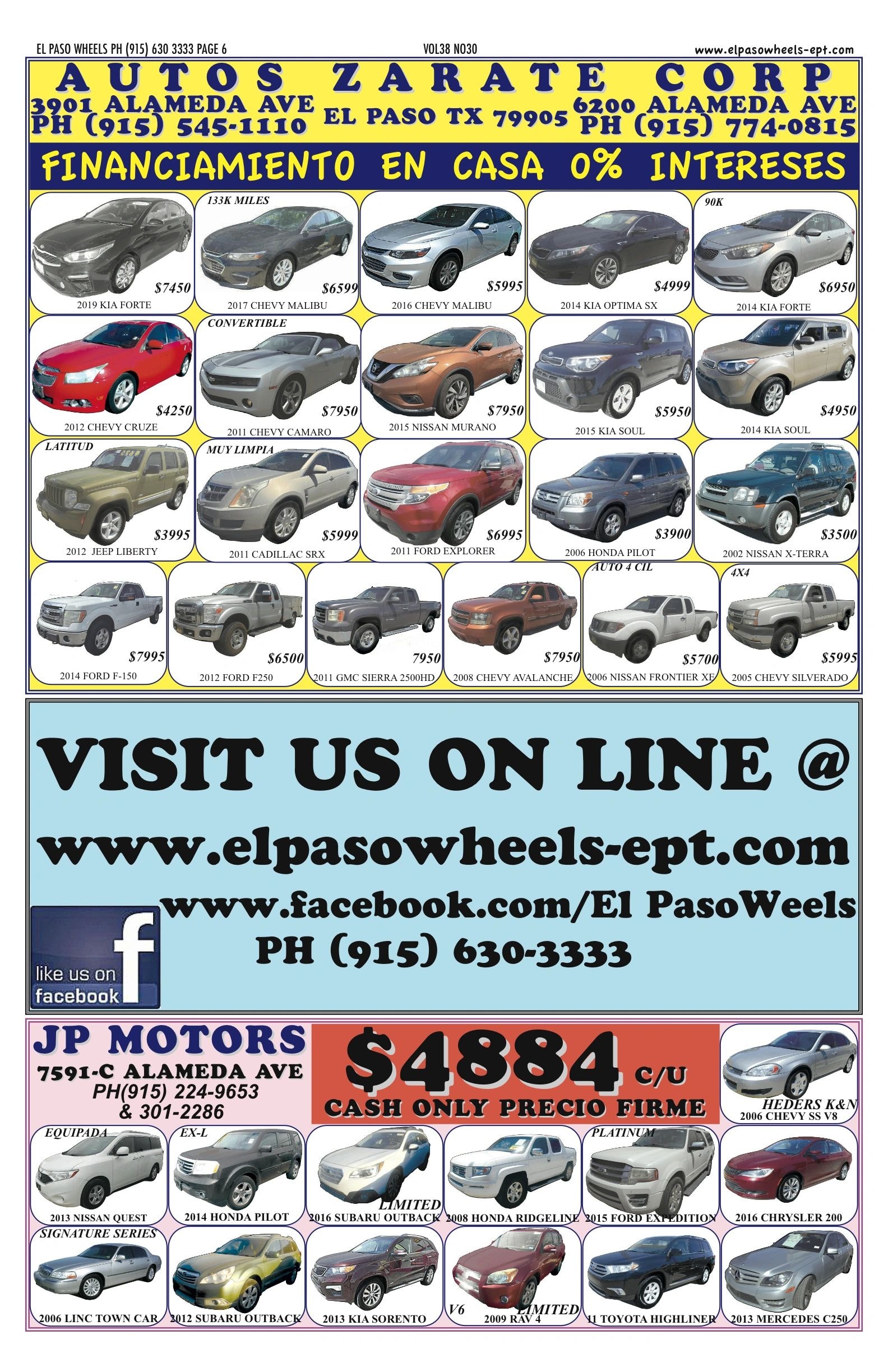 El Paso Wheels issue page 6 — Autos Zarate Corp and JP Motors