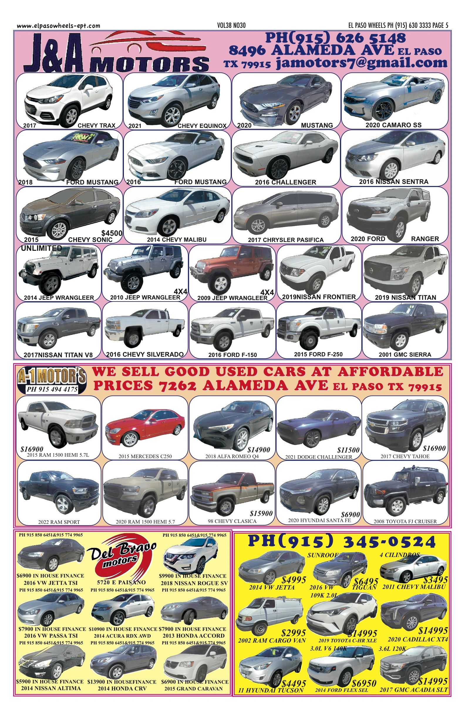 El Paso Wheels issue page 5 — J&A Motors used car listings